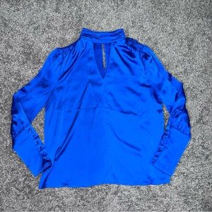 Women’s Guess Blue Wrap Long Sleeve Blouse Size S
